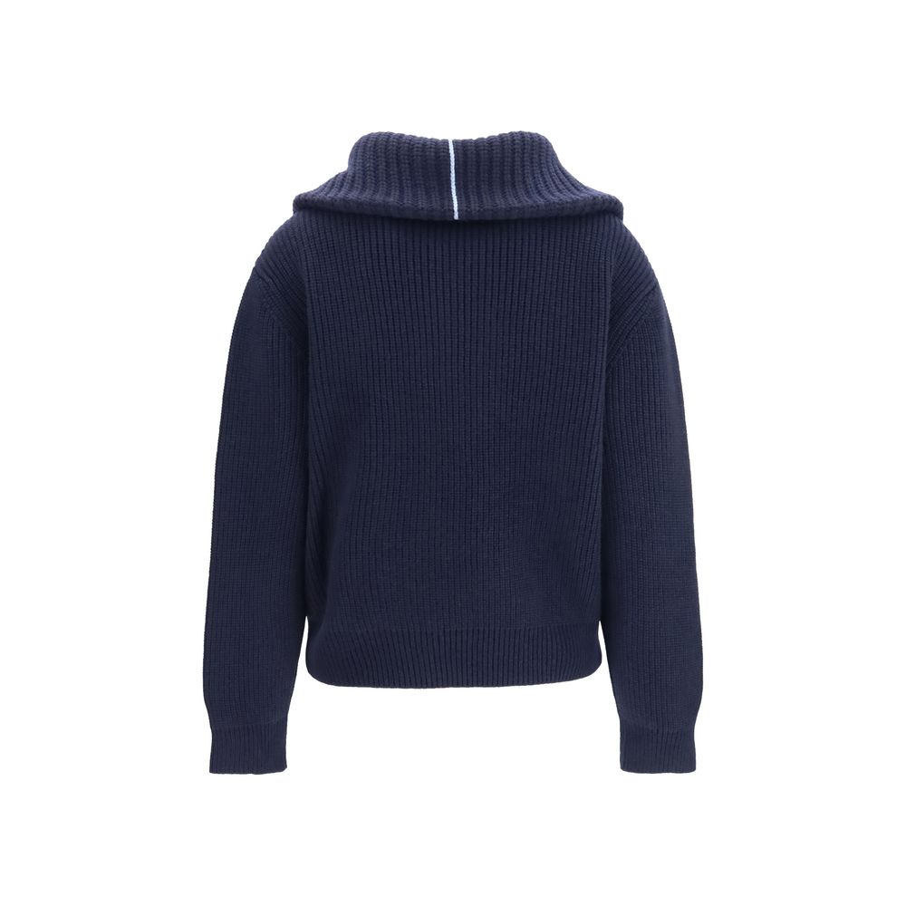 Sweater by Malo for women in cashmere & capra leather blue showcases a downtown chic silhouette, artfully finished with a downtown chic high-neck neckline and for a sophisticated, high-end look.