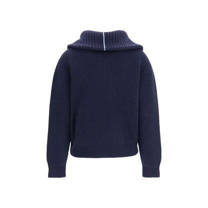 Sweater by Malo for women in cashmere & capra leather blue showcases a downtown chic silhouette, artfully finished with a downtown chic high-neck neckline and for a sophisticated, high-end look.