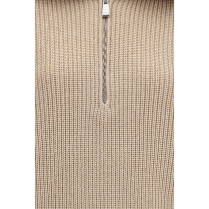 Sweater by Malo for women in cashmere & capra leather beige showcases a sumptuous silhouette, artfully finished with a sumptuous high-neck neckline and for a sophisticated, sumptuous look.
