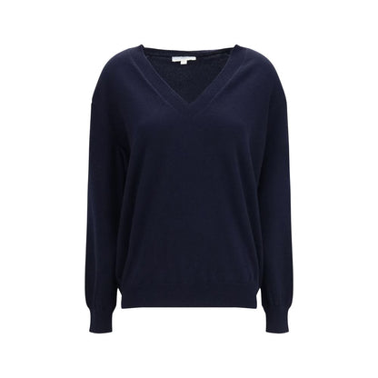 Sweater by Malo for women in cashmere & capra leather blue showcases an masterful silhouette, artfully detailed with a masterful v-neck neckline and long-sleeve for a sophisticated, premium finish.