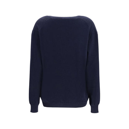 This Sweater by Malo for women in cashmere & capra leather blue presents a understated silhouette, featuring a sophisticated v-neck neckline and for a understated finish.