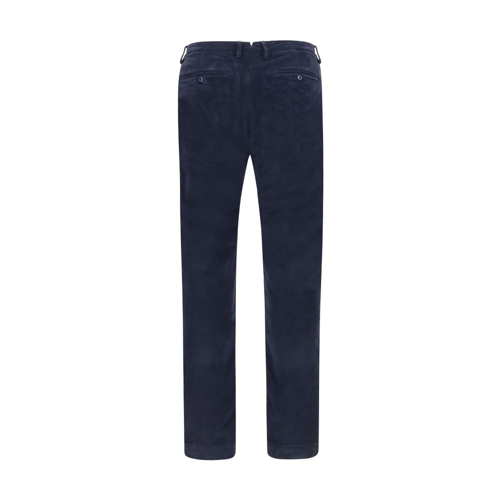 Chinos Pants by Jacob Cohen for men in saffiano leather & cotton blue & monogram features a modern silhouette, showcasing a modern slim with a long and low rise for a refined finish.