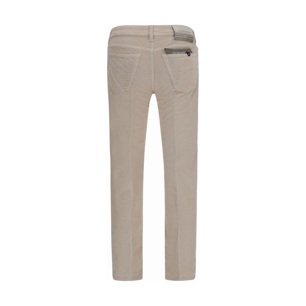Casual Pants by Jacob Cohen for men in modal cotton corduroy beige features an sartorial straight-leg & regular-fit and long with a cut for a sartorial finish.