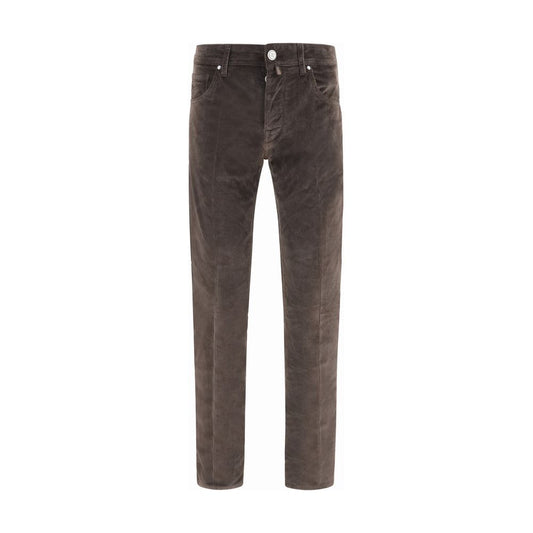 Casual Pants by Jacob Cohen for men in modal cotton corduroy brown presents a refined pantology silhouette, artfully defined by a refined pantology straight-leg & regular-fit, long, and a sophisticated .