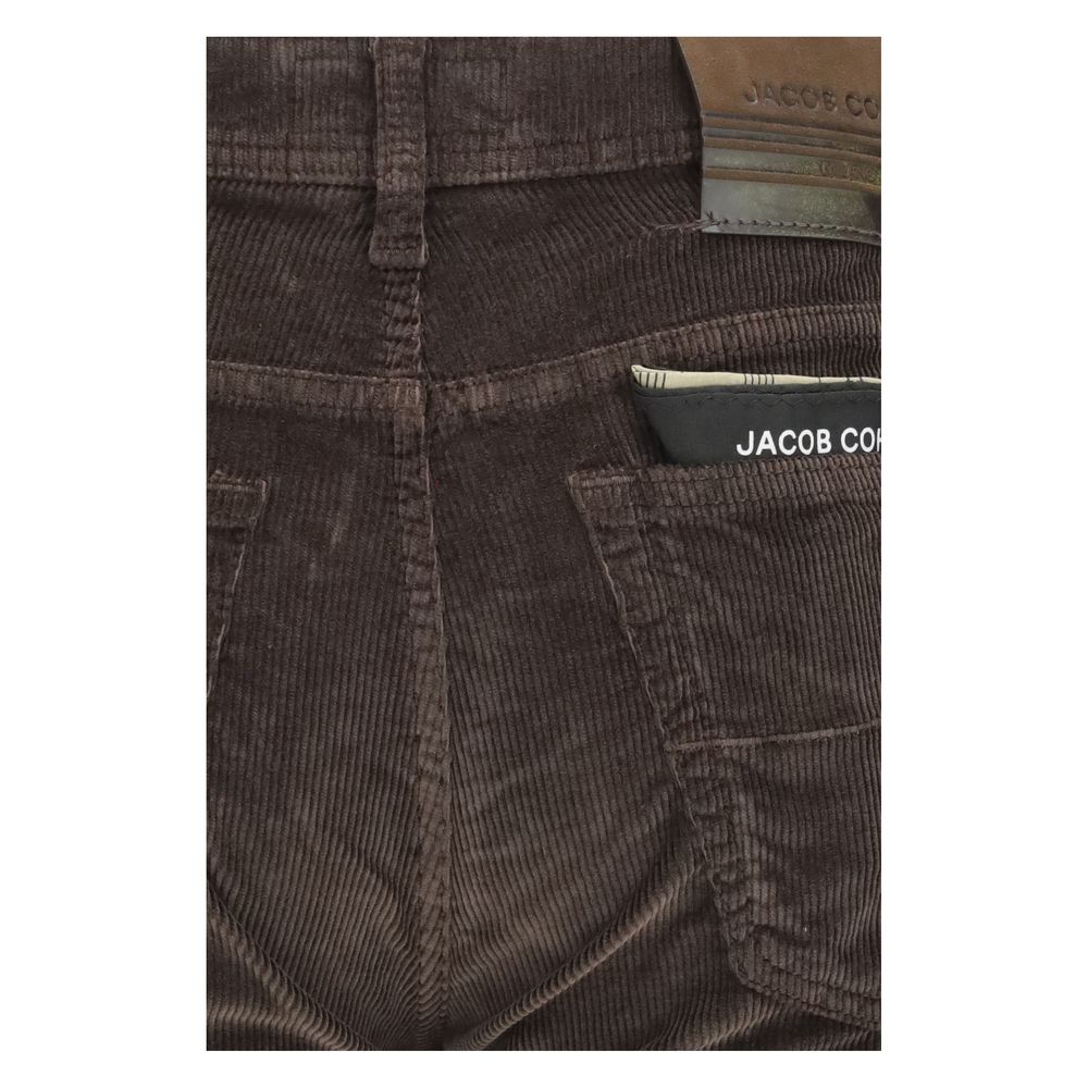 Casual Pants by Jacob Cohen for men in modal cotton corduroy brown features a polished silhouette with a polished straight-leg & regular-fit, reaching a polished long and finished with a polished .