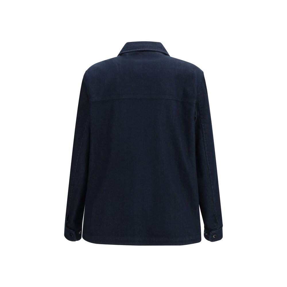 Trucker Jacket by Moncler for men in stretch denim cotton polyester blue, jacquard & signature features an on trend silhouette, showcasing refined pockets and a sophisticated for a truly on trend finish.