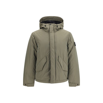 Hooded Windbreaker Jacket by Stone Island for men in polyamide polyester twill bicolour & signature features an magnificent silhouette, showcasing the sophisticated hooded neckline and functional pockets, hooded, insulated & windproof for a premium, magnificent look.