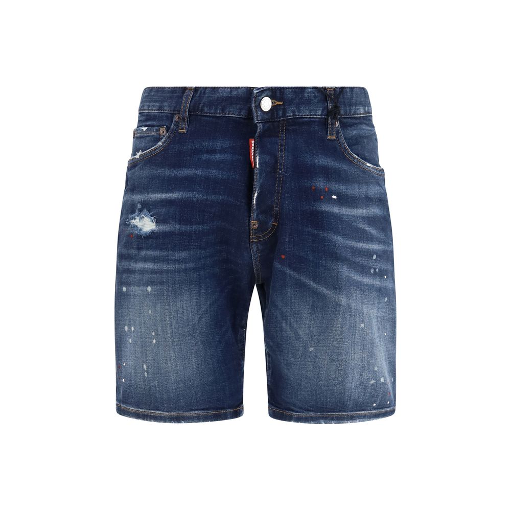 Denim Shorts by Dsquared² for men in distressed cotton denim blue features an utilitarian chic slim with a short and , creating a utilitarian chic silhouette perfect for elevated casual styling.