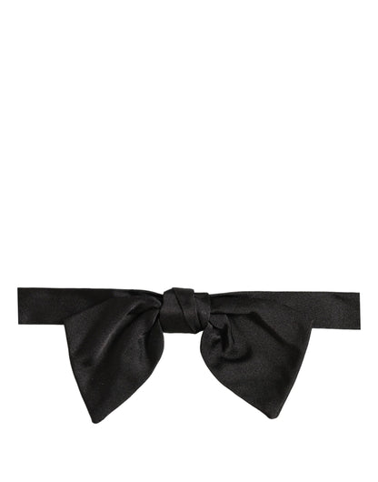 Dolce & Gabbana Men Black 100% SIlk Adjustable Neck Papillon Bow Tie