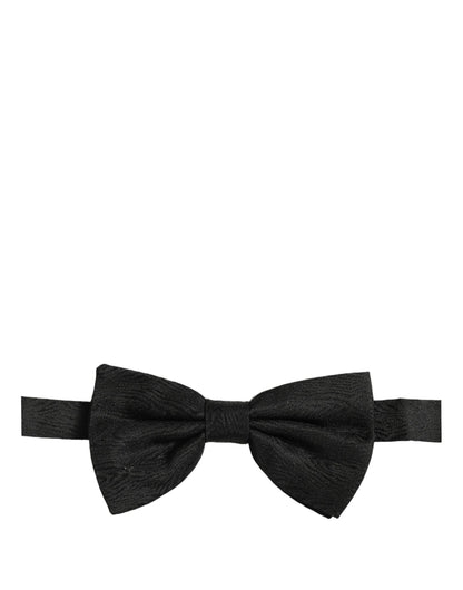 Dolce & Gabbana Men Black Silk Brocade Adjustable Neck Papillon Bow Tie