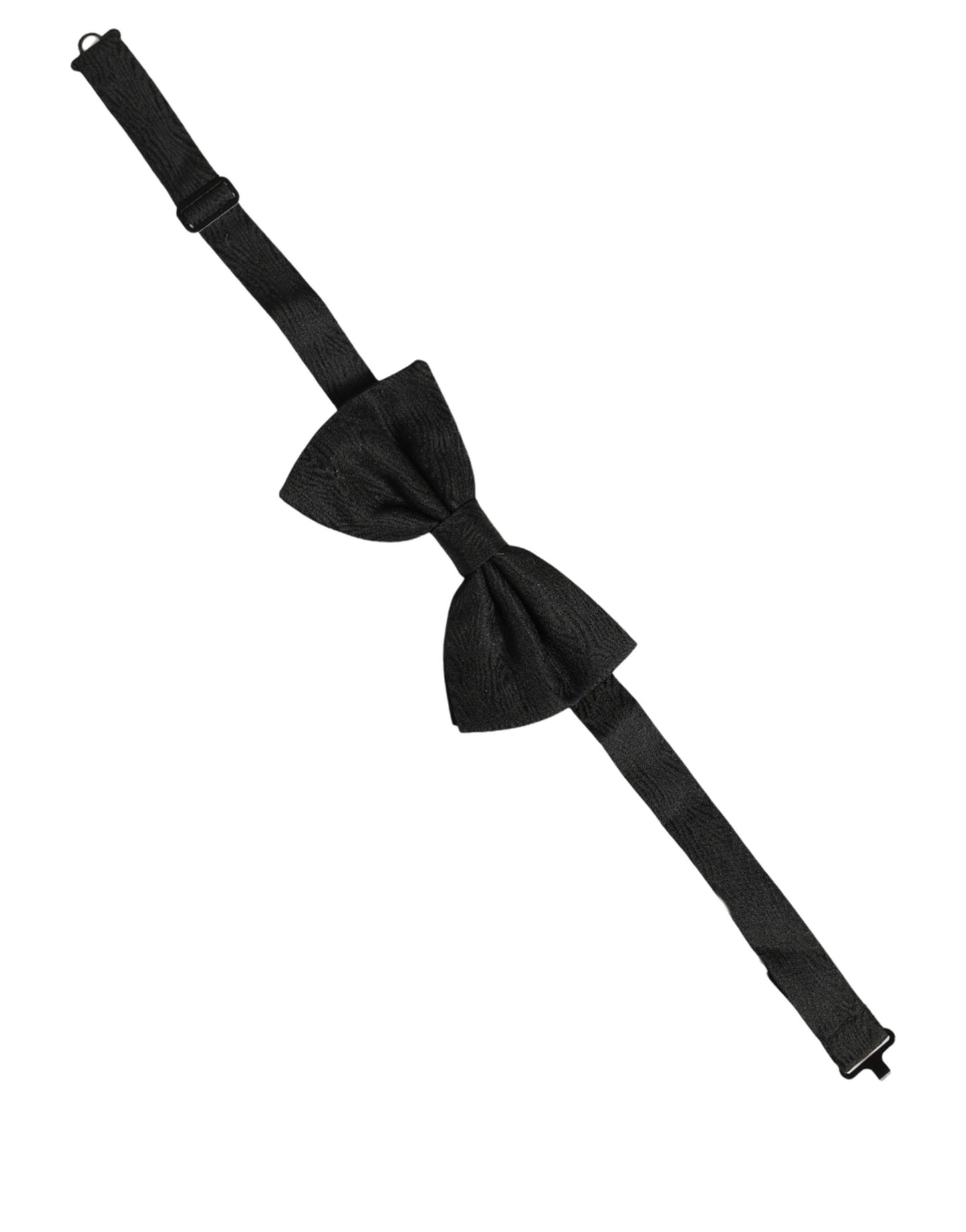 Dolce & Gabbana Men Black Silk Brocade Adjustable Neck Papillon Bow Tie