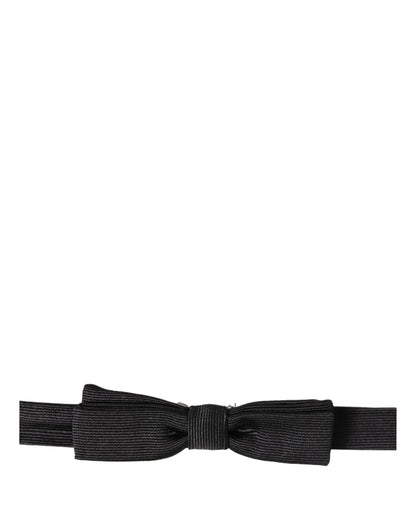 Dolce & Gabbana Men Black 100% SIlk Adjustable Neck Papillon Bow Tie