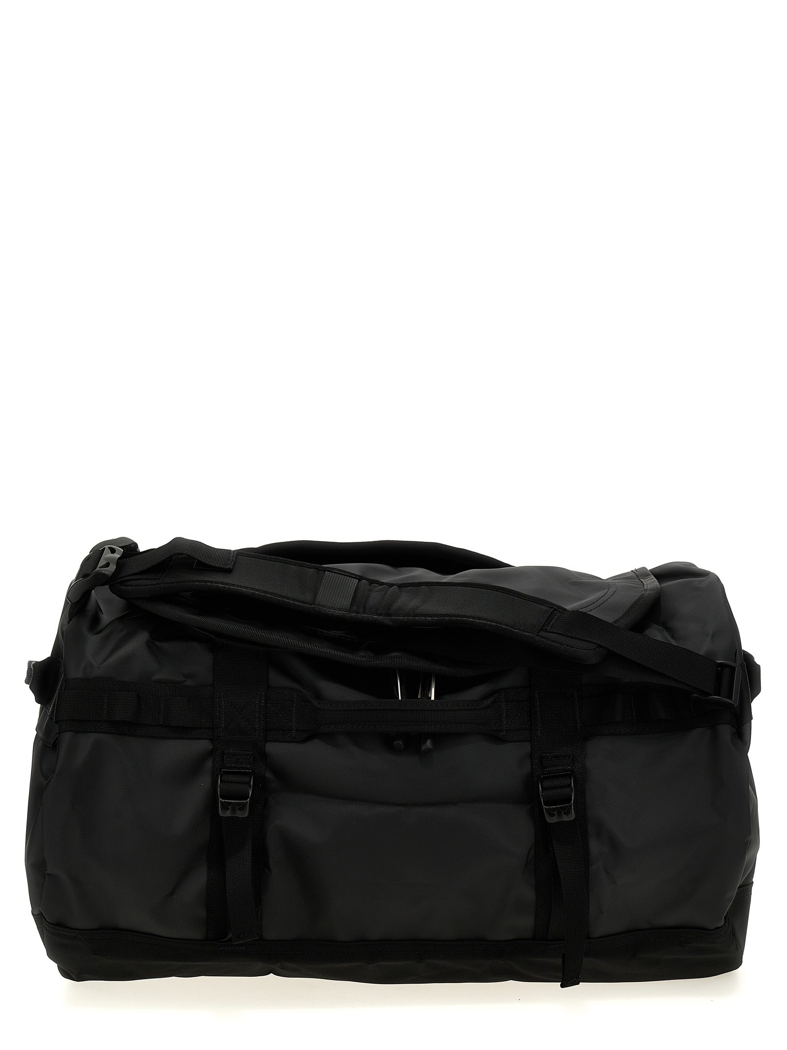 Small Travel Flap Backpack by The North Face for unisex in lyocell polyester mesh black showcases a urban-chic Base Camp Duffel City Lyocell Polyester Mesh Small Travel Flap Backpack design, featuring a secure flap & zipper with urban-chic and versatile backpack-strap, adjustable-strap & handle.