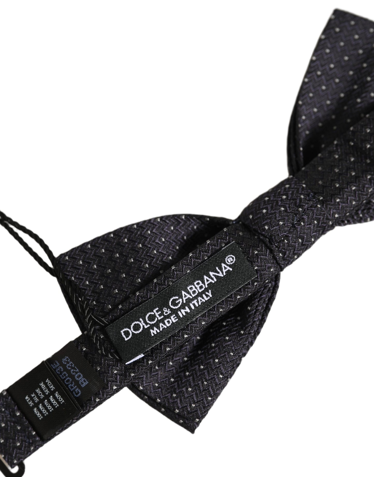 Dolce & Gabbana Black White Polka Dot Adjustable Neck Papillon Bow Tie