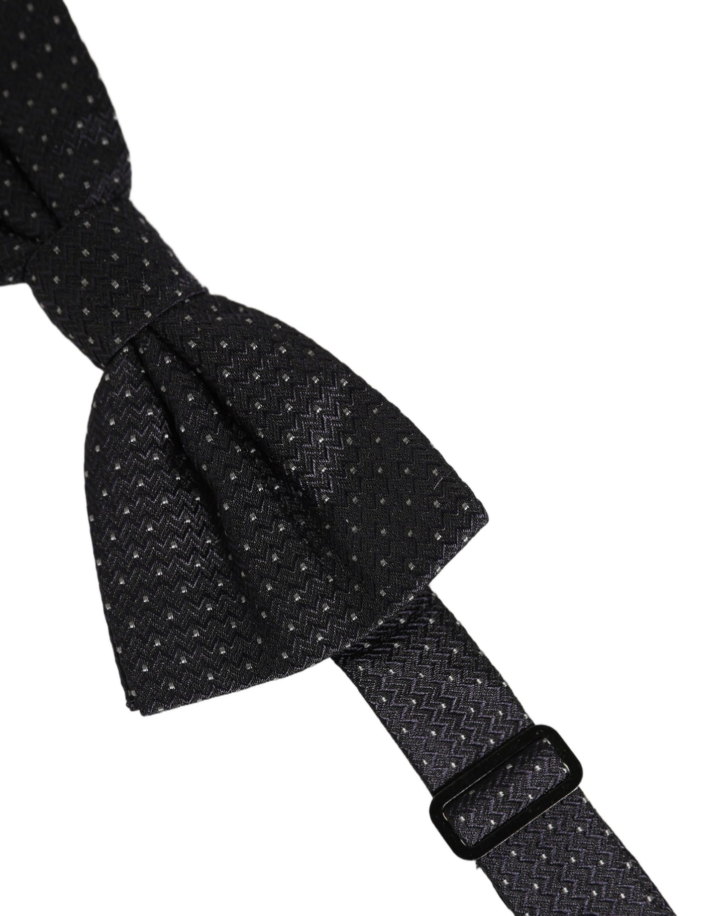 Dolce & Gabbana Black White Polka Dot Adjustable Neck Papillon Bow Tie