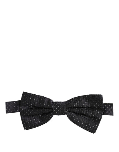 Dolce & Gabbana Black White Polka Dot Adjustable Neck Papillon Bow Tie
