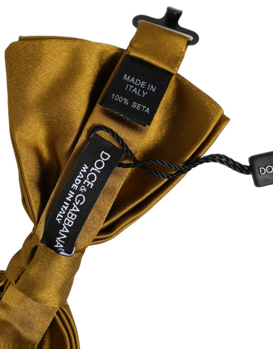 Dolce & Gabbana Men Mustard 100% Silk Adjustable Neck Papillon Bow Tie