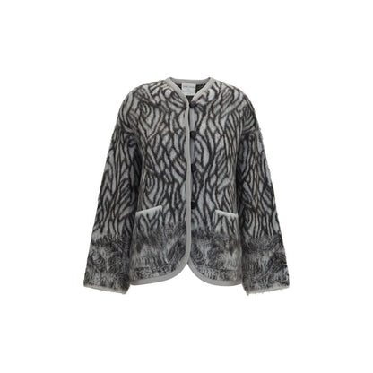 Cardigan by Forte_Forte for women in mohair alpaca merino wool feathers & polyamide gray features an impeccable silhouette, showcasing a sophisticated and long-sleeve detail for a truly impeccable finish.