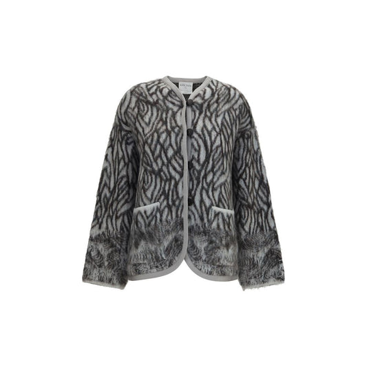 Cardigan by Forte_Forte for women in mohair alpaca merino wool feathers & polyamide gray features an impeccable silhouette, showcasing a sophisticated and long-sleeve detail for a truly impeccable finish.