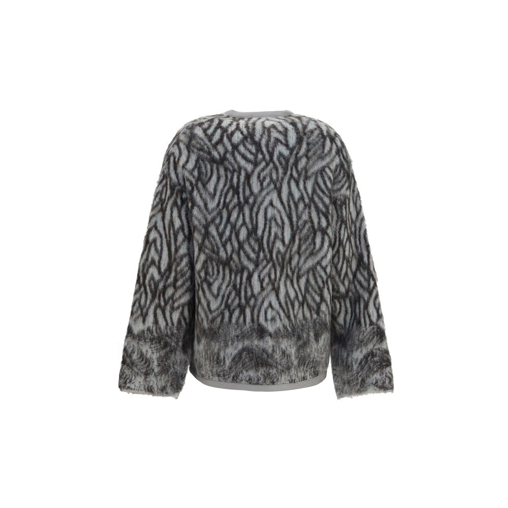 Cardigan by Forte_Forte for women in mohair alpaca merino wool feathers & polyamide gray showcases a luxurious silhouette, meticulously detailed with a sophisticated and for a refined finish.