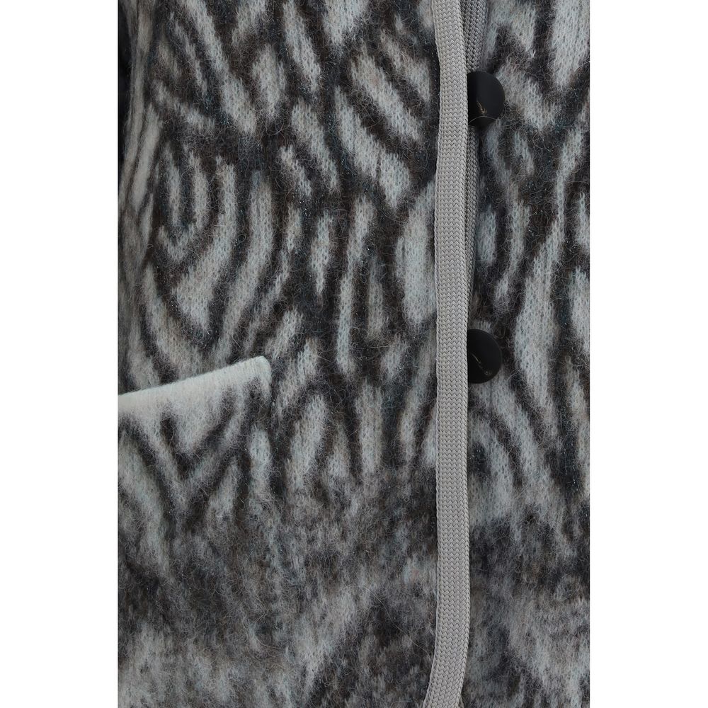 Cardigan by Forte_Forte for women in mohair alpaca merino wool feathers & polyamide gray showcases a captivating silhouette, artfully detailed with a captivating and for a truly sophisticated captivating look.