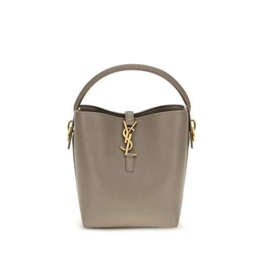 Mini Bucket Handbag by Saint Laurent for women in bos taurus calf grained & suede leather beige & signature features a effortlessly chic silhouette, showcasing a secure hook and ample with versatile shoulder-strap, handle & adjustable-strap for a effortlessly chic finish.