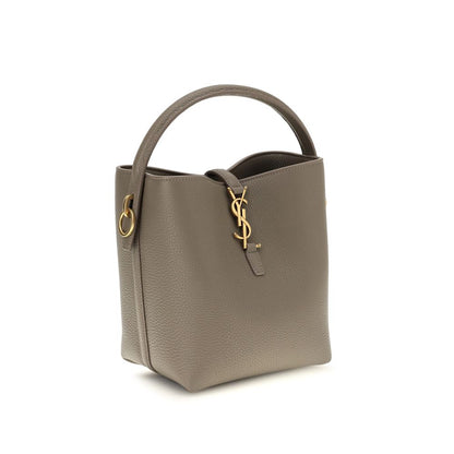 Mini Bucket Handbag by Saint Laurent for women in bos taurus calf grained & suede leather beige & signature features a effortlessly chic silhouette, showcasing a secure hook, ample , and versatile shoulder-strap, handle & adjustable-strap for a effortlessly chic look.