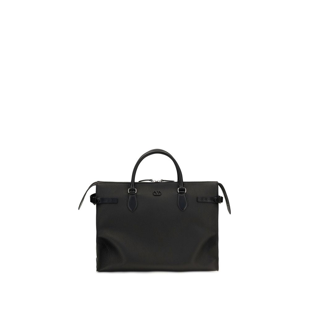 Large Shoulder Bag by Valentino Garavani for men in bos taurus calfskin leather black & signature presents a versatile silhouette, showcasing a secure magnetic & buckle and versatile with versatile shoulder-strap, handle, adjustable-strap & detachable-strap for a sophisticated look.