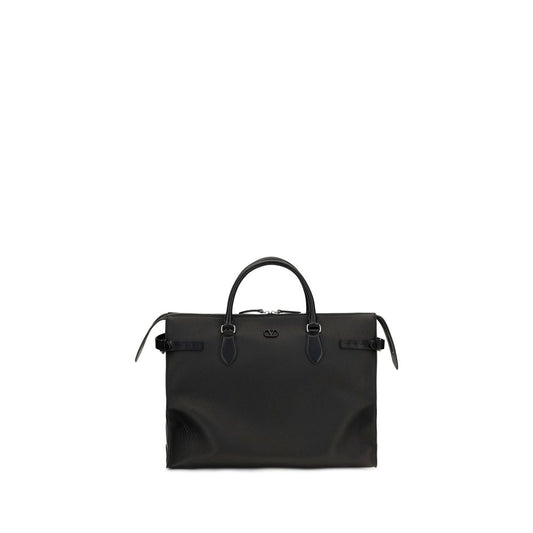 Large Shoulder Bag by Valentino Garavani for men in bos taurus calfskin leather black & signature presents a versatile silhouette, showcasing a secure magnetic & buckle and versatile with versatile shoulder-strap, handle, adjustable-strap & detachable-strap for a sophisticated look.