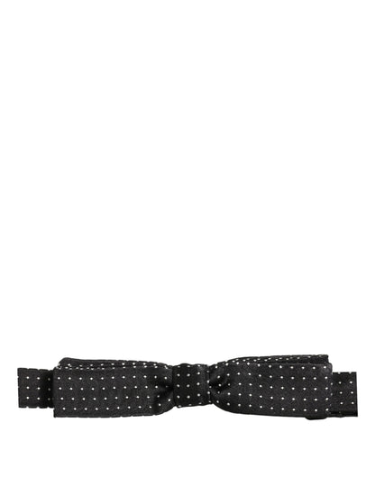 Dolce & Gabbana Black White Polka Dot Adjustable Neck Papillon Bow Tie