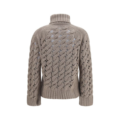 Sweater by P.A.R.O.S.H. for women in virgin wool beige & patterned showcases an masterful silhouette, artfully detailed with a masterful turtle high-neck neckline and for a sophisticated, premium finish.