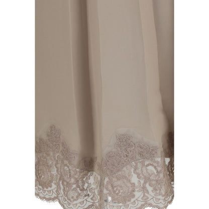 Skirt by P.A.R.O.S.H. for women in silk & acetate beige features an tailored silhouette, artfully capturing the essence of Women's Straight Silk & Acetate Midi Skirt in a sophisticated midi.