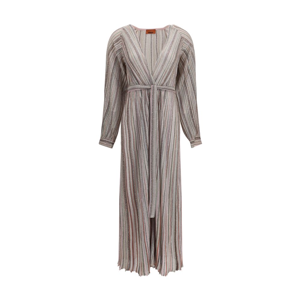 Dress by Missoni for women in polyamide viscose & sequins multicolor & striped features a dramatic silhouette, showcasing an elegant and that flows into a dramatic long.