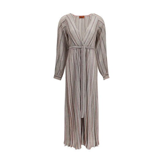 Dress by Missoni for women in polyamide viscose & sequins multicolor & striped features a dramatic silhouette, showcasing an elegant and that flows into a dramatic long.