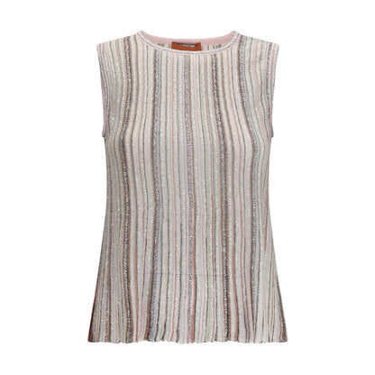 T-Shirt by Missoni for women in polyamide viscose rayon & sequins multicolor showcases a unassuming silhouette, artfully detailed with a refined and unassuming sleeveless for a sophisticated, contemporary look.