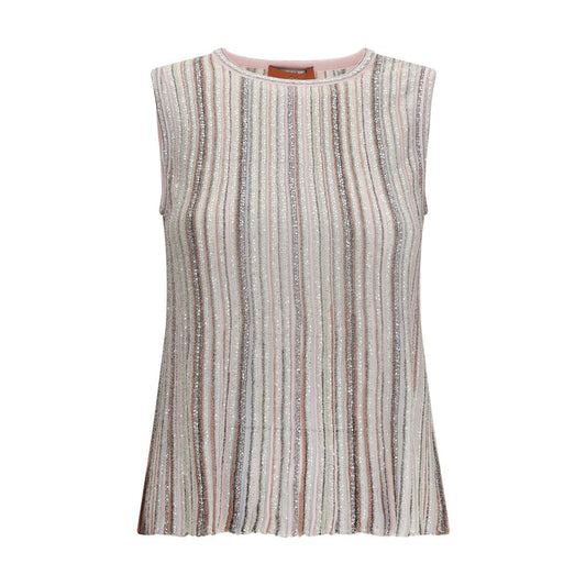 T-Shirt by Missoni for women in polyamide viscose rayon & sequins multicolor showcases a unassuming silhouette, artfully detailed with a refined and unassuming sleeveless for a sophisticated, contemporary look.