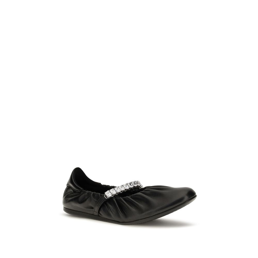 Ballet Flat Shoes by Jimmy Choo for women in bos taurus calf nappa leather black showcases a resplendent Play Women's Bos Taurus Calf Nappa Leather Ballet Flat Shoes aesthetic with a and .