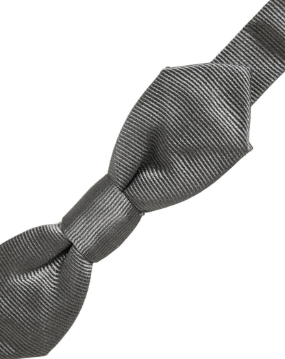 Dolce & Gabbana Men Gray 100% Silk Adjustable Neck Papillon Bow Tie