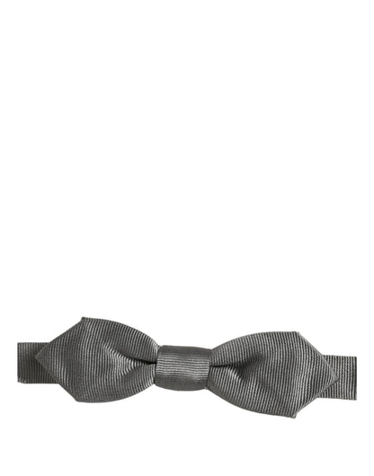 Dolce & Gabbana Men Gray 100% Silk Adjustable Neck Papillon Bow Tie