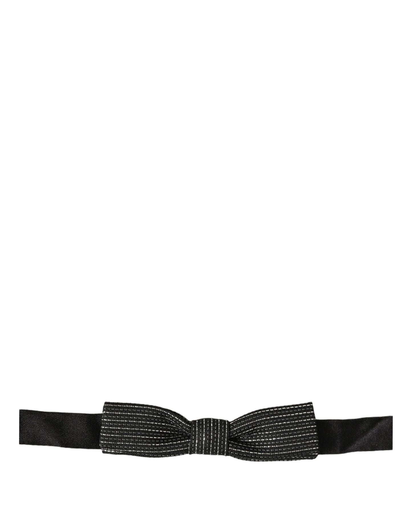 Dolce & Gabbana Men Black Silver Ribbed Adjustable Neck Papillon  Bow Tie