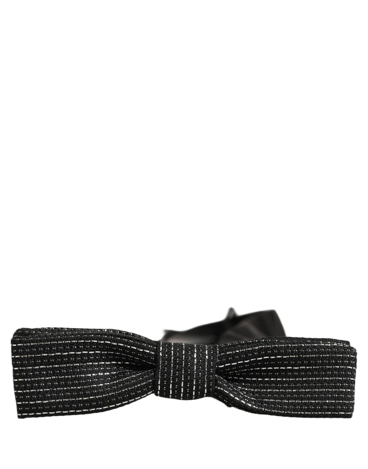 Dolce & Gabbana Men Black Silver Ribbed Adjustable Neck Papillon  Bow Tie