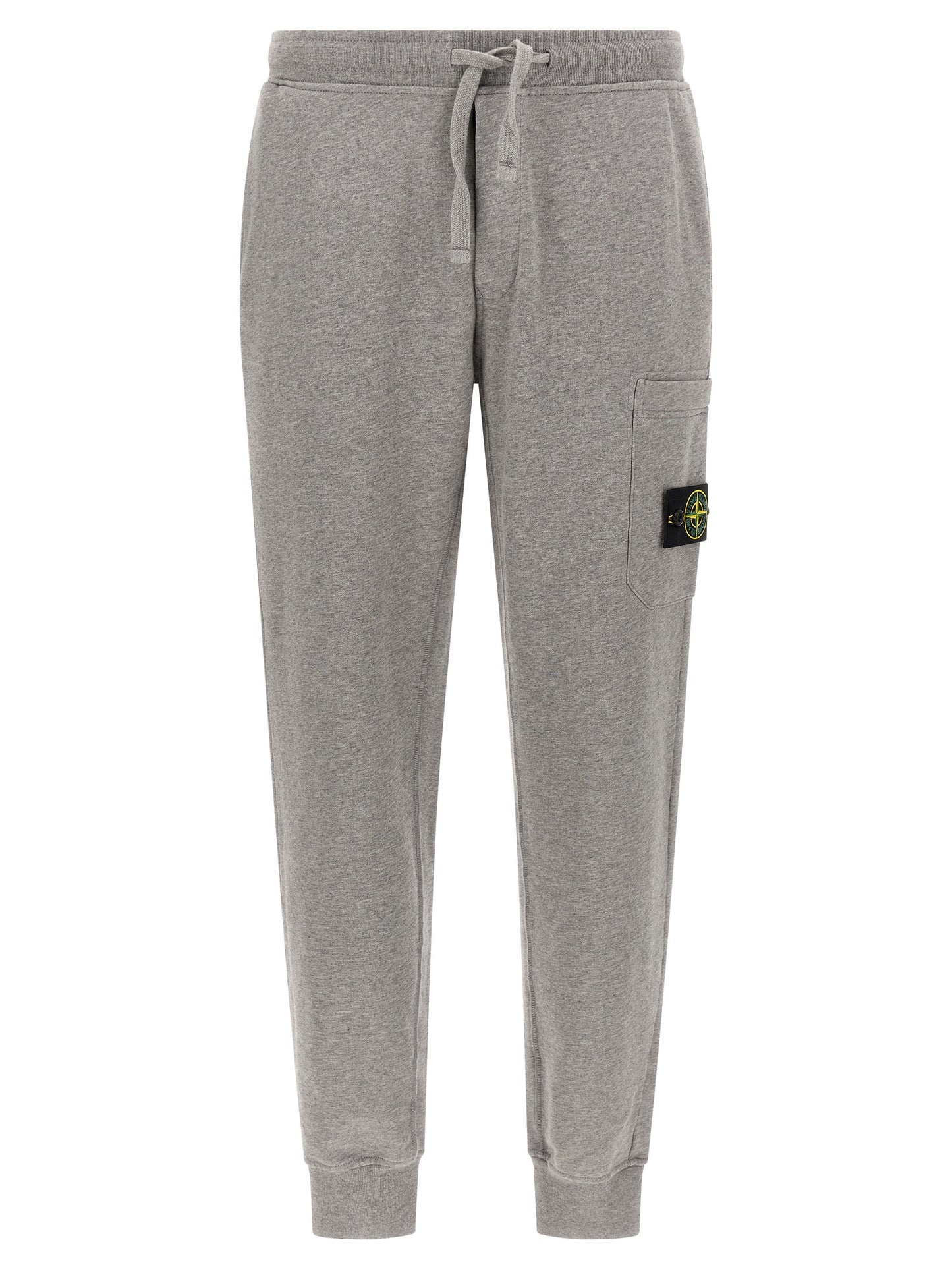 Jogger Sweatpants by Stone Island for men in cotton gray features an sporty tapered-leg with a and long, showcasing sporty .