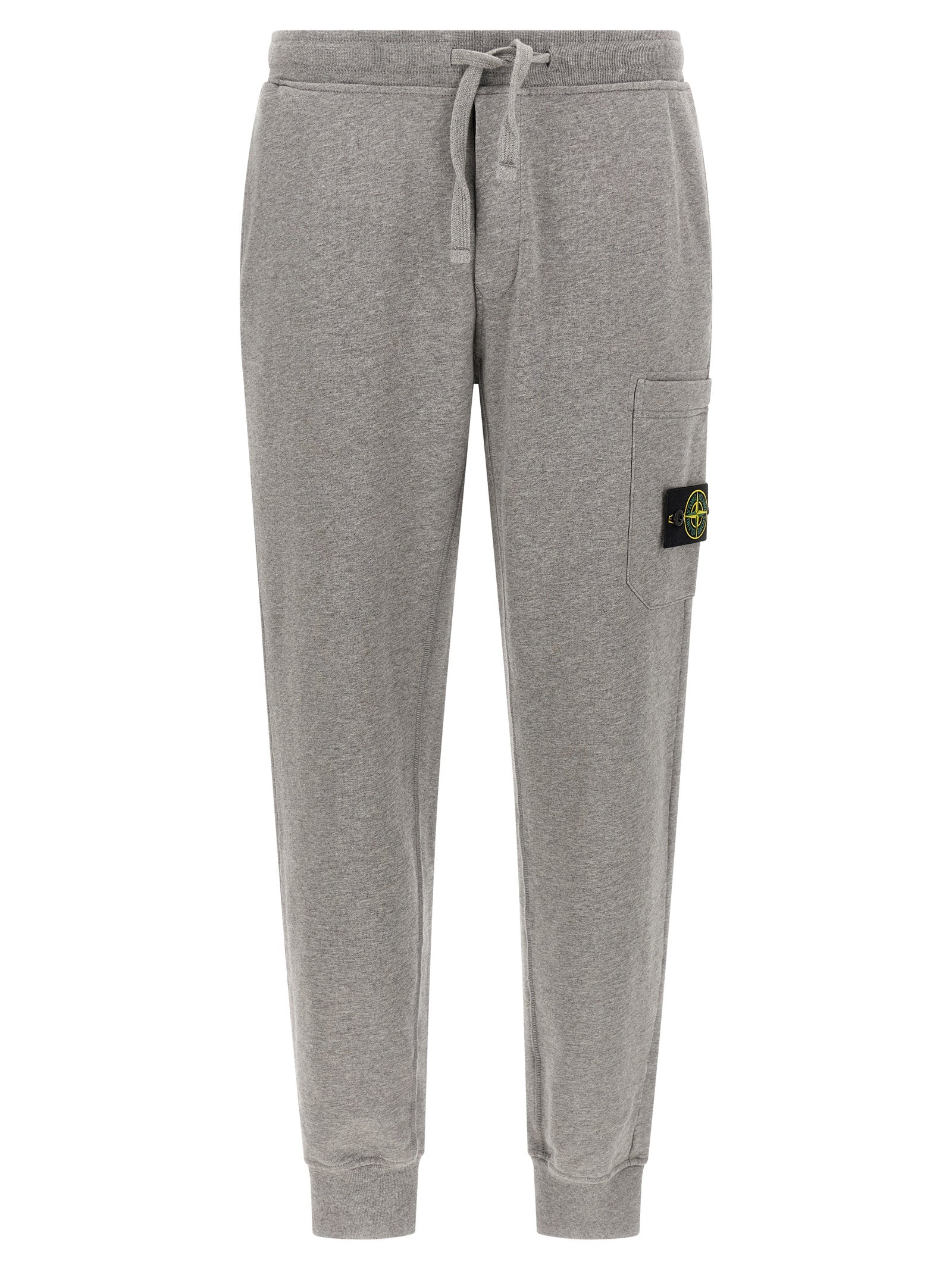 Jogger Sweatpants by Stone Island for men in cotton gray features an sporty tapered-leg with a and long, showcasing sporty .