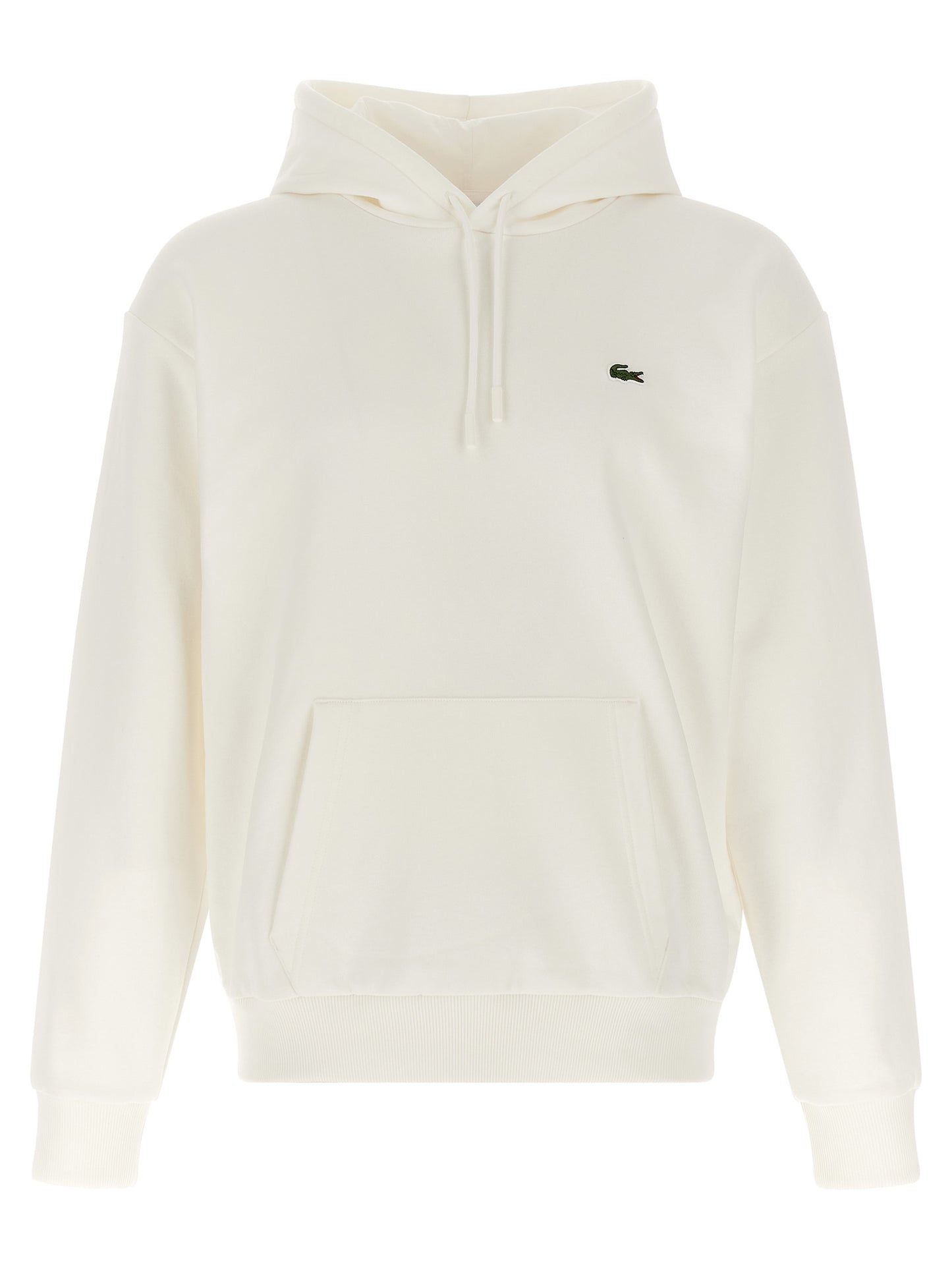 Sweatshirt Hoodie by Lacoste for men in poly cotton & crocodile skin leather cream & white showcases a city-ready silhouette, artfully detailed with a signature hooded neckline and for a city-ready finish.