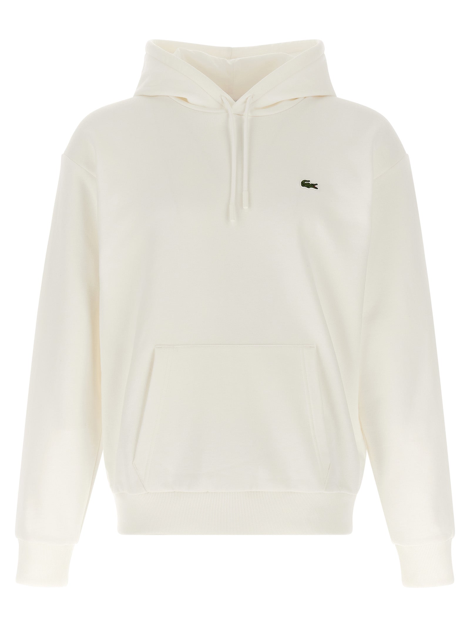 Sweatshirt Hoodie by Lacoste for men in poly cotton & crocodile skin leather cream & white showcases a city-ready silhouette, artfully detailed with a signature hooded neckline and for a city-ready finish.
