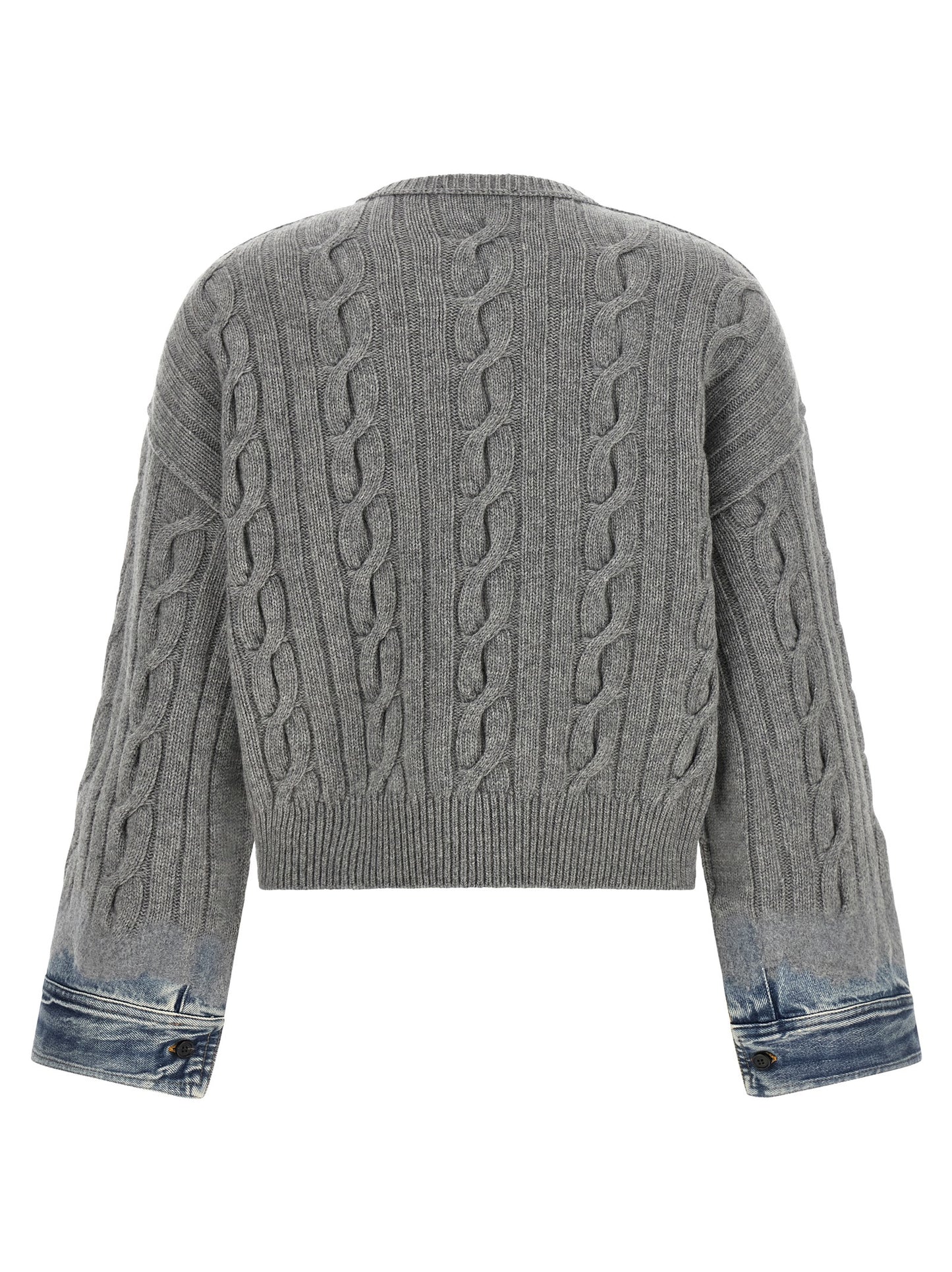 Cardigan by Haikure for women in denim cotton blue & gray showcases a captivating silhouette, artfully detailed with a captivating and crew neckline for a truly sophisticated captivating look.