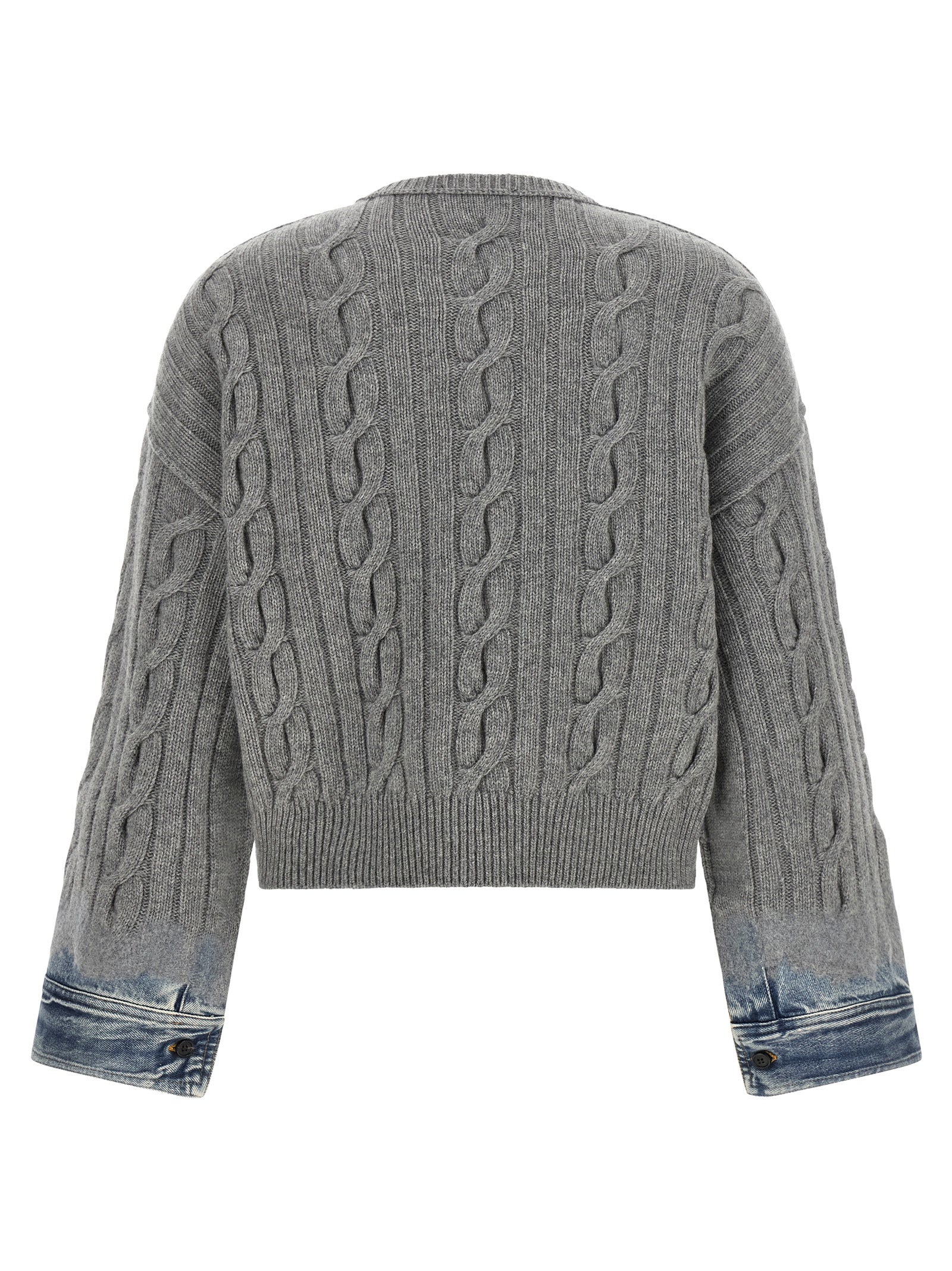 Cardigan by Haikure for women in denim cotton blue & gray showcases a captivating silhouette, artfully detailed with a captivating and crew neckline for a truly sophisticated captivating look.