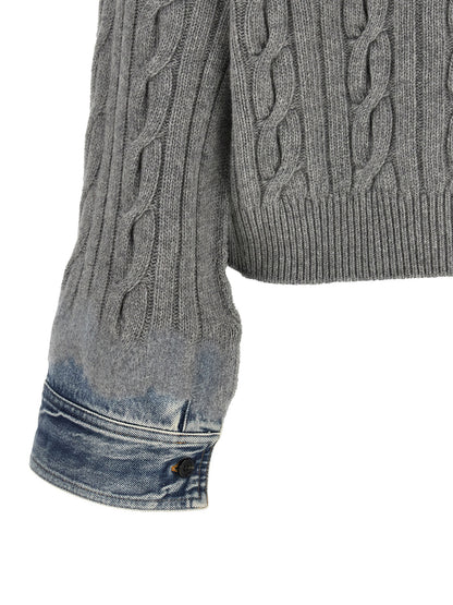 Cardigan by Haikure for women in denim cotton blue & gray showcases a luxurious silhouette, meticulously detailed with a sophisticated and for a refined finish.