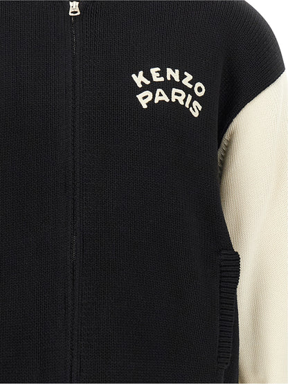 Cardigan by Kenzo for men in cotton bicolour, black, cream, silver, white & striped features an impeccable silhouette, showcasing a sophisticated and detail for a truly impeccable finish.