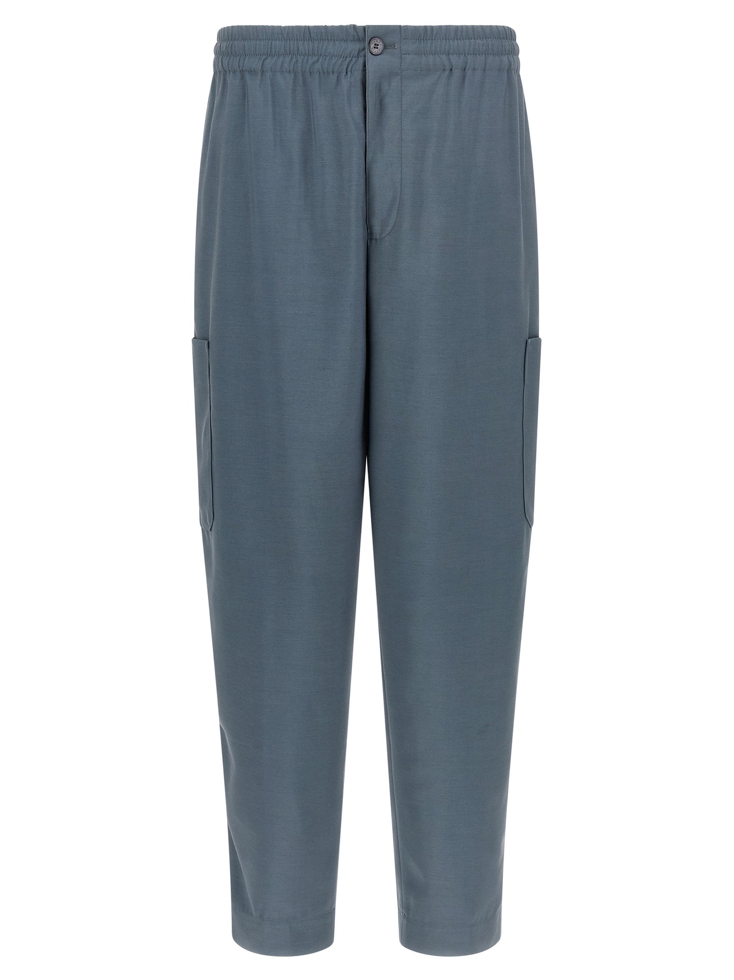 Joggers by Kenzo for men in wool gray, slate-gray & signature features an sartorial and long with a cut for a sartorial finish.